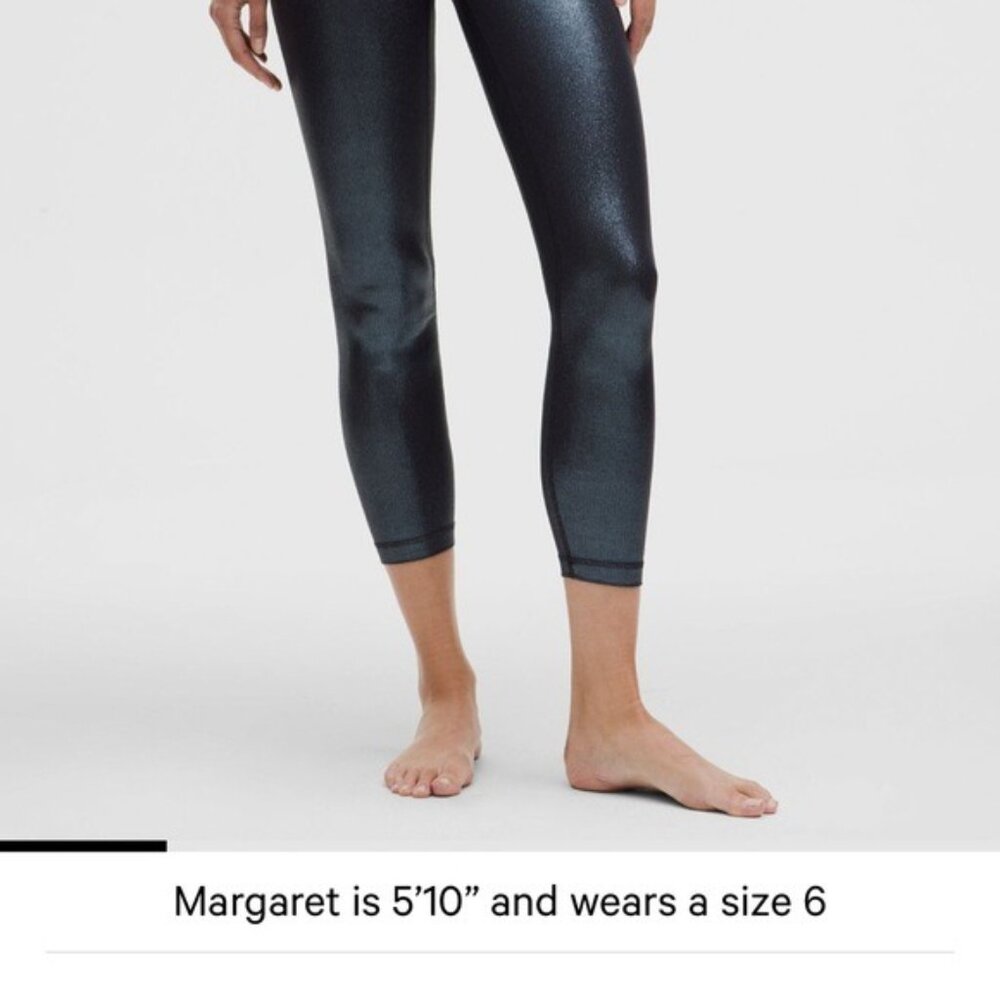NWT 🖤 Lululemon High Rise Ribbed Align Leggings 25”- Radiate Foil Black Night 8 - Picture 3 of 7